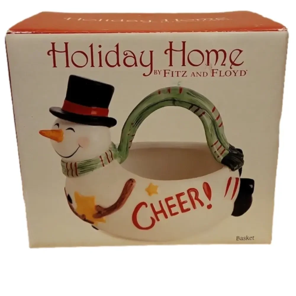 Fitz and Floyd Holiday Home, Snowman Candy Dish, 2007
